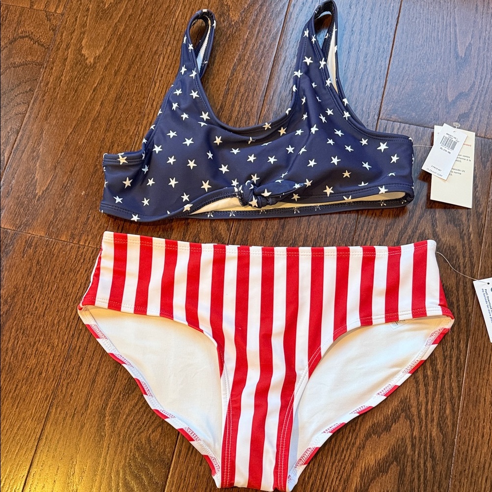 Old Navy Red, White and blue stars and stripe two piece bathing suit